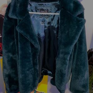 Emerald Faux Fur Coat!
